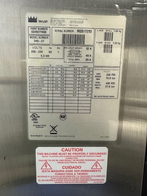 "TAYLOR 349 - 27" W COOLED 4FLAVOUR CARBONATED FROZEN BEVERAGE SLUSHIE MACHINE,1PH - Second Life - Equipment - collection_name