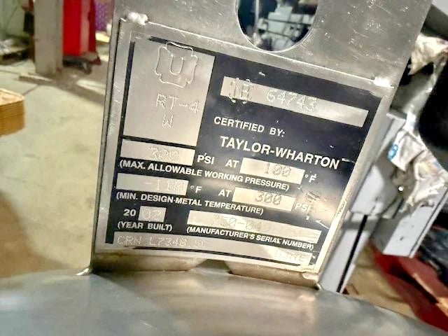 TAYLOR WHARTON XL50HP, CRNL73405C LIQUID CO2 STAINLESS STEEL VACCUME TANK 300PSI - Second Life - Equipment - collection_name
