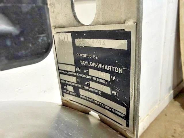 TAYLOR WHARTON XL50HP, CRNL73405C LIQUID CO2 STAINLESS STEEL VACCUME TANK 300PSI - Second Life - Equipment - collection_name