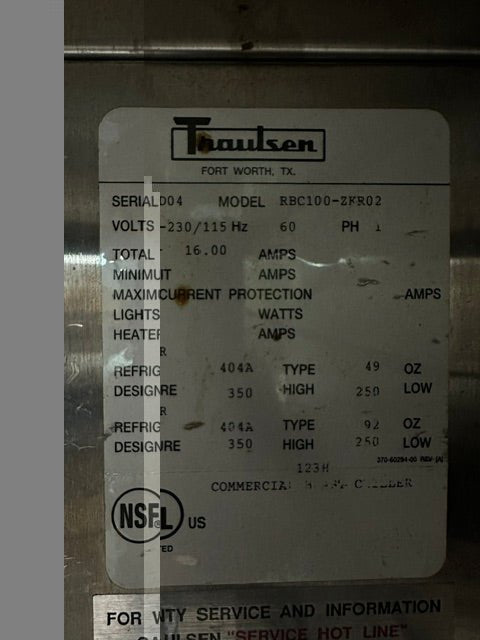 "TRAULSEN RBC100-ZKR02" ELECTRIC SELF CONTAINED COMMERCIAL BLAST CHILLER, 1PH - Second Life-Equipment-collection_name