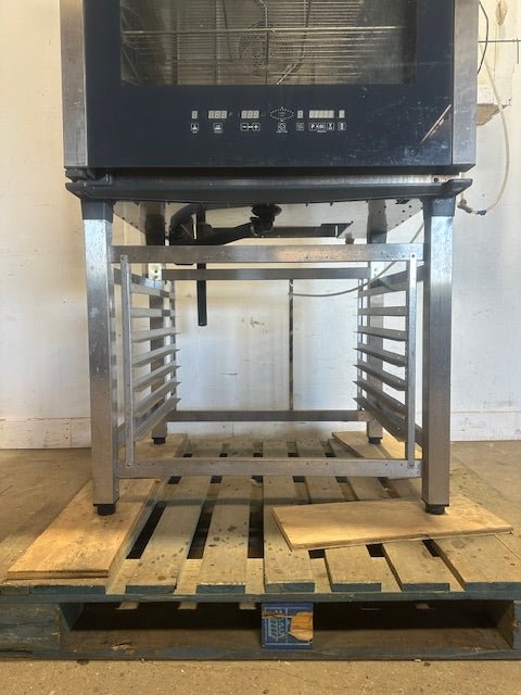 UNOX NATURAL GAS DIGITAL COMBINATION OVEN STEAMER ON STAND 4 RACKS 4 SHELVES - Second Life - Equipment - collection_name