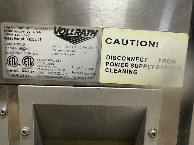 "VOLLRATH HDEA24A" H.D COMMERCIAL ELECTRIC HEATED DISPLAY CASE WITH 2 SHELVES - Second Life - Equipment - #collection_name#
