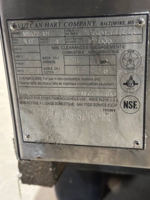 "VULCAN MSA72 - 101"COMMERCIAL NATURAL GAS 72"W COUNTERTOP GRIDDLE W/ GREASE PAN - Second Life - Equipment - collection_name