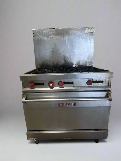 VULCAN NATURAL GAS 6 BURNERS BUILT IN STOVE WITH OVEN ON LEGS WITH 2 BRACKET RACKS - Bargains R Ours - #collection_name#