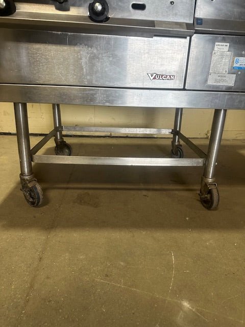 VULCAN NATURAL GAS GRIDDLE WITH SIDE AREA ON STAND WITH CASTERS MODEL M7860 - T - Bargains R Ours - #collection_name#