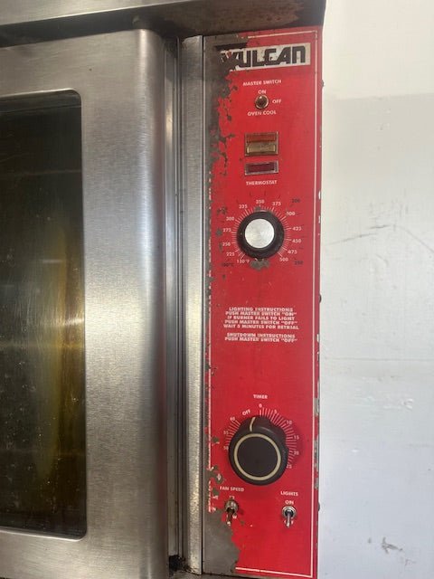 "VULCAN VC4GD - 10"COMMERCIAL NATURAL GAS DOUBLE STACK CONVECTION OVEN ON CASTERS - Second Life - Equipment - collection_name