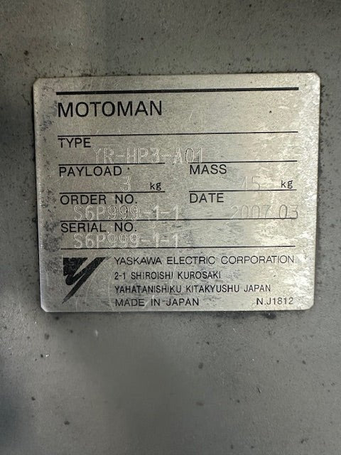 YASKAWA MOTOMAN YR - HP3 - A01 H.D INDUSTRIAL ROBOTIC MANIPULATOR ARM - Second Life - Equipment - collection_name